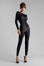 Catsuit dos nu manches longues - Nuit Fauve