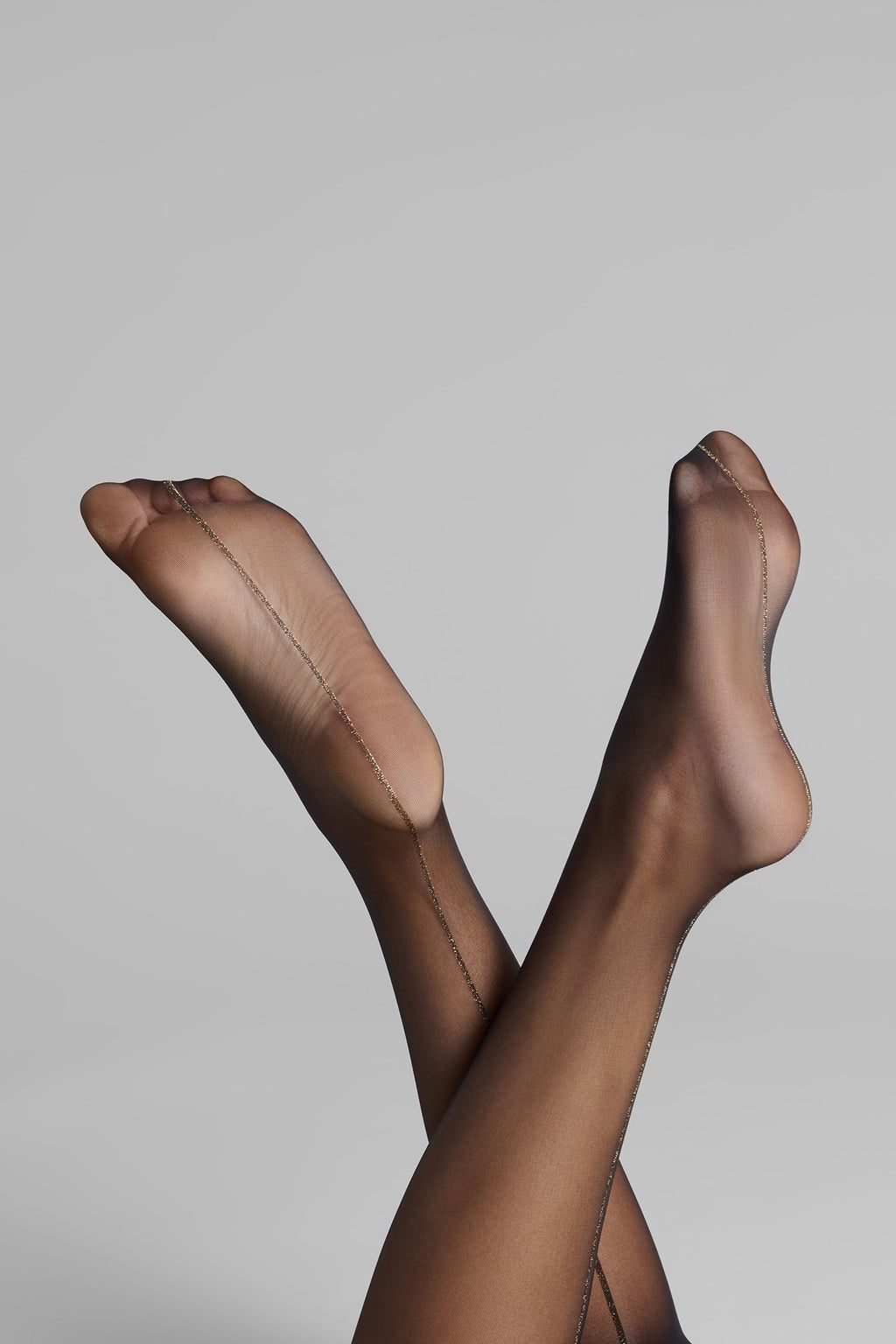 Bas coupés roulés couture Lurex 20D - Noir/Or - Legwear