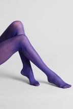Bas coupés roulés 40D - Violet - Legwear