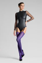Bas coupés roulés 40D - Violet - Legwear