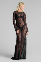 030 Robe longue dentelle dos nu - Le Vestiaire