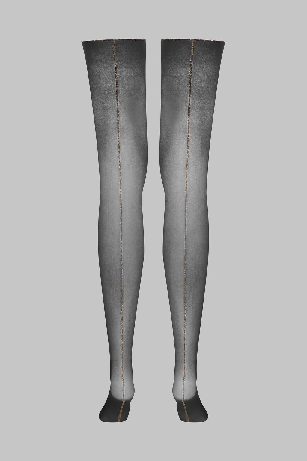 Bas coupés roulés couture Lurex 20D - Noir/Or - Legwear