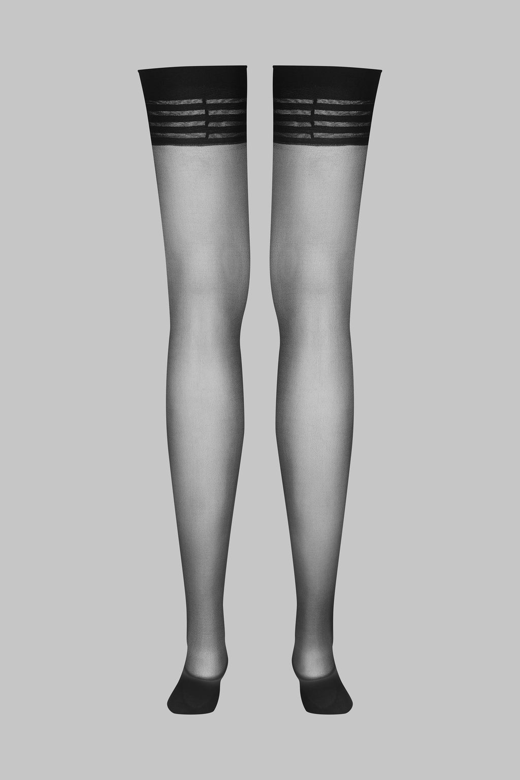 Bas voile jarretières rayées 20D - Legwear