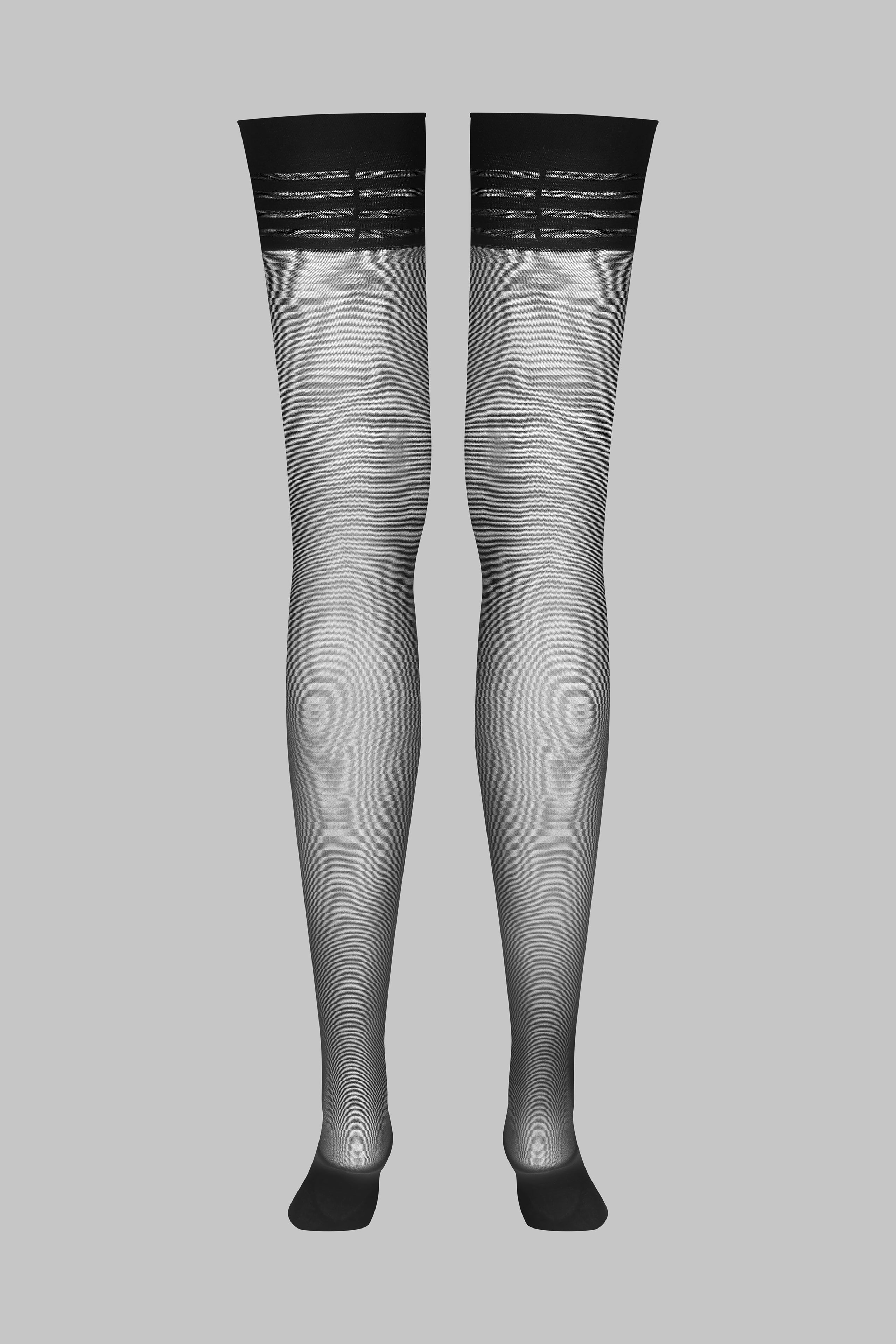 Bas voile jarretières rayées 20D - Legwear