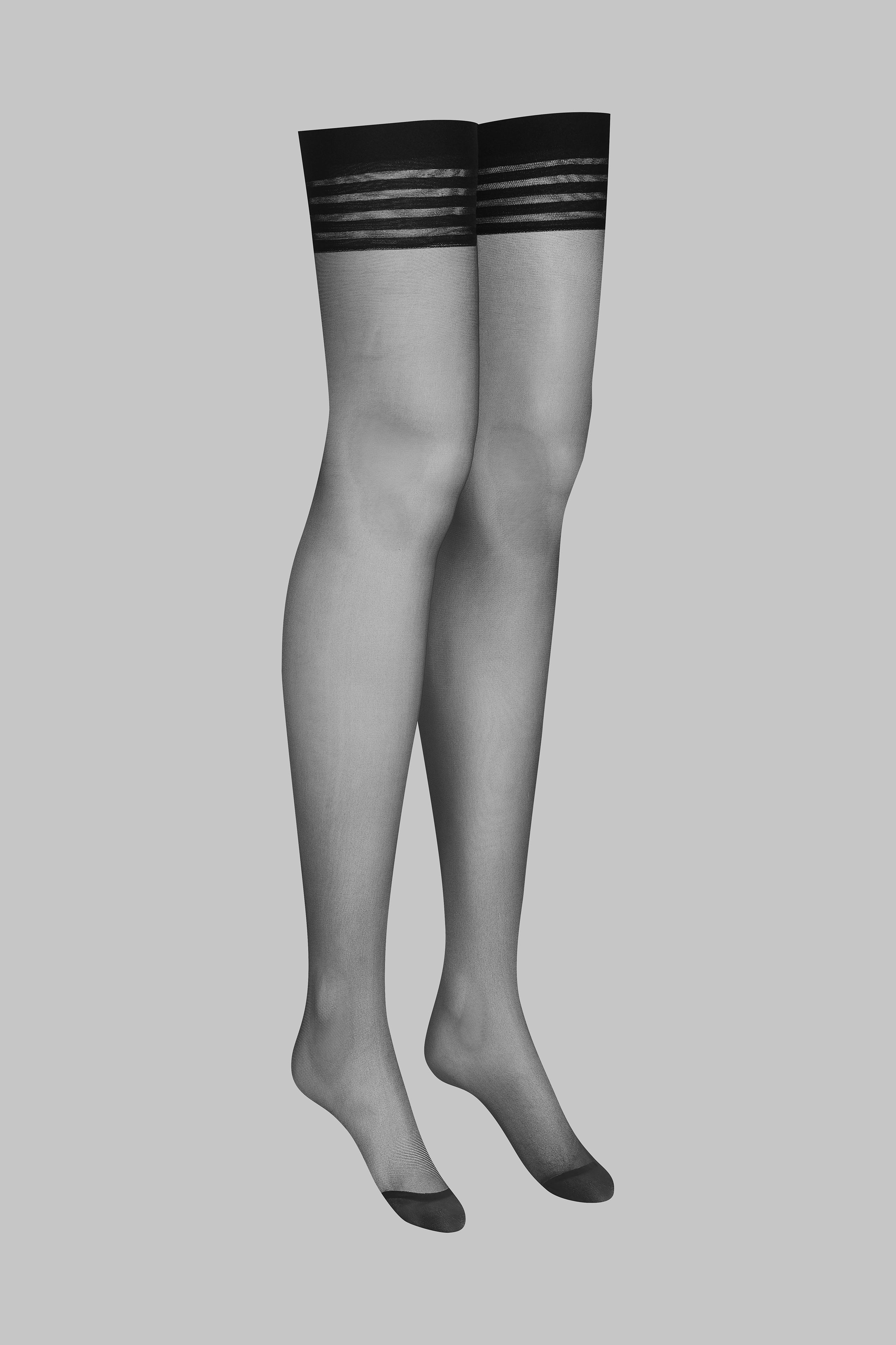 Bas voile jarretières rayées 20D - Legwear